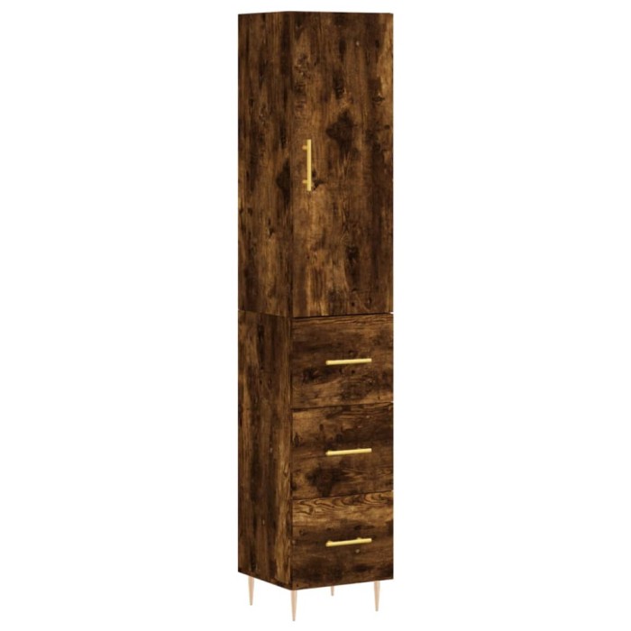 Dulap inalt, stejar fumuriu, 34,5x34x180 cm, lemn prelucrat