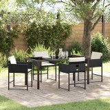VidaXL Set de masă pentru grădină cu pernă 5 pcs Negru Rattan poli