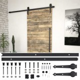Set feronerie pentru uși glisante, negru, 200 cm, oțel, vidaXL
