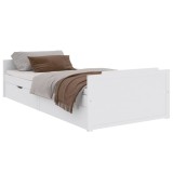 Cumpara ieftin Cadru de pat cu 2 sertare, alb, 90 x 200 cm, lemn masiv de pin
