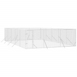 Padoc de exterior pentru caini argintiu 6x10x2m otel galvanizat GartenMobel Dekor, vidaXL