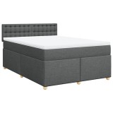 Cumpara ieftin Pat box spring cu saltea, gri inchis, 140x200 cm, textil