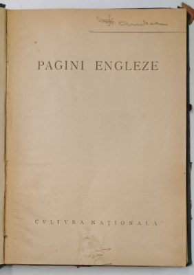 PAGINI ENGLEZE de DRAGOS PROTOPOPESCU , 1925 foto