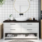 VidaXL Blat de baie, maro &icirc;nchis, 160x50x(2-6) cm, lemn masiv tratat