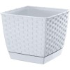 Ghiveci patrat RATOLLA Prosperplast, 19x19 cm, 3.8L, Alb, Plastic, Interior/Exterior