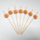 Set de 100 betisoare decorative pentru masa de Halloween, lemn, natur/portocaliu, 12 cm