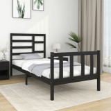 VidaXL Cadru de pat mic single, negru, 75x190 cm, lemn masiv