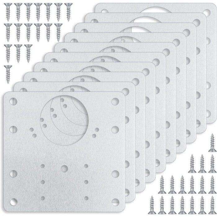 Set Accesorii Balamale Dulap Din 10 Piese, Excitat&reg;，34 Suruburi Incluse, Vine cu surubelnita，Otel Inoxidabil,