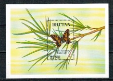 Bhutan 1990 - Fluturi, colita neuzata foto