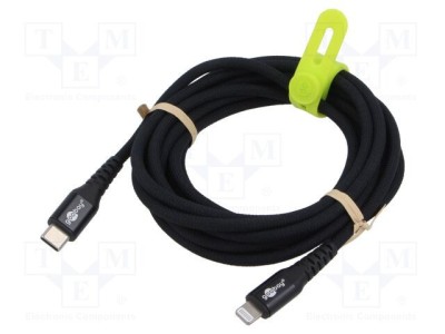 Cablu USB 2.0 Goobay Apple Lightning și USB C, 3m, negru, 60W foto