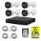 Kit supraveghere IP complet Dahua 4 camere 2MP IR 30m IP67 PoE, NVR 4 canale PoE SMD Plus 12 MP, accesorii, HDD + Autocolant ROVISION SafetyGuard Surv