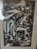 Cumpara ieftin LInogravura, semnata Adrian Popescu intitulata Florica