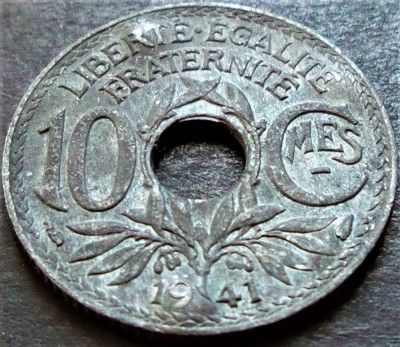 Moneda istorica 10 CENTIMES - FRANTA, anul 1941 *cod 5067 B foto