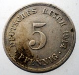 7.149 GERMANIA 5 PFENNIG 1914 A, Europa, Cupru-Nichel