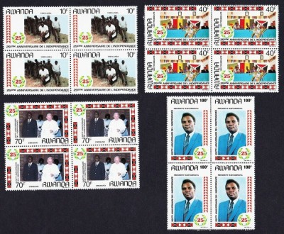RWANDA 1987 ANIVERSARE 25 DE ANI DE INDEPENDENTA SERIE COMPLETA NESTAMPILATA foto