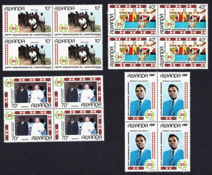 RWANDA 1987 ANIVERSARE 25 DE ANI DE INDEPENDENTA SERIE COMPLETA NESTAMPILATA