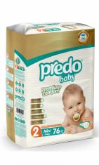 Scutece copii Predo, 76 buc/set , Marime 2, Mini, 3-6 kg, varsta 0-3 luni foto