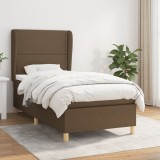 vidaXL Pat box spring cu saltea, maro &icirc;nchis, 90x190 cm, textil