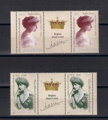ROMANIA 2008-ZIUA MARCII, REGINA MARIA A ROMANIEI, 2 VALORI+VINIETA,MNH-1815 foto