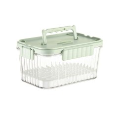 Caserola portabila pentru mancare fresh Cyrax, 550 ml, furculita pentru fructe, 7 x 11.5 x 16 cm, capac detasabil pentru congelator, etans, spatiu pen