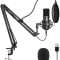 Microfon Profesional Maono pentru studio Condenser BM800 cu stand metalic pentru Podcast, Streaming, Gaming, Karaoke