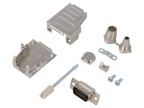 Conector D-Sub 15 pini tată lipire cablu negru ENCITECH DSSK09-M-HDP15-K