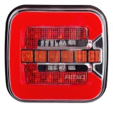 Lampa spate, stop combinata LED AMiO RCL-08-LR stanga/dreapta cu semnalizare dinamica, pozitie, stop, iluminare numar, 10-30V DC, IP67, 108x102x38 mm