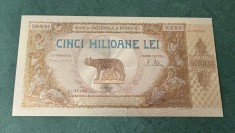 Bancnota 5000000 Lei Cinci Milioane Lei 1947 polimer Reproducere placata argint 9999%
