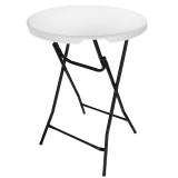 Masa catering profesionala pentru evenimente, inalta, cu picioare metal pliabile, rotunda, d 80 cm, h 110 cm, alb Household NewTrend