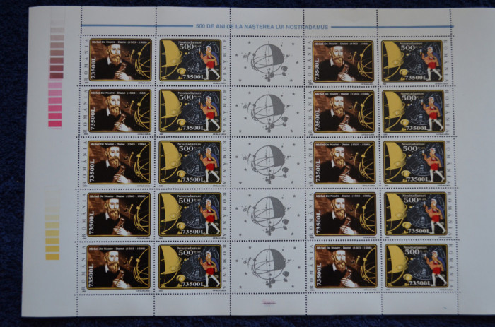 500 DE ANI NOSTRADAMUS 2003 LP.1614 B MNH, 20 + 5 VINIETE SERII TIRAJ 75000