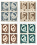 |Romania, LP 187/1945, Uzuale - Mihai I, hartie alba, blocuri de 4 timbre, MNH