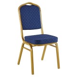 Cumpara ieftin Scaun conferinta Hilton stivuibil material textil albastru metal auriu de evenimente 45x51x96cm