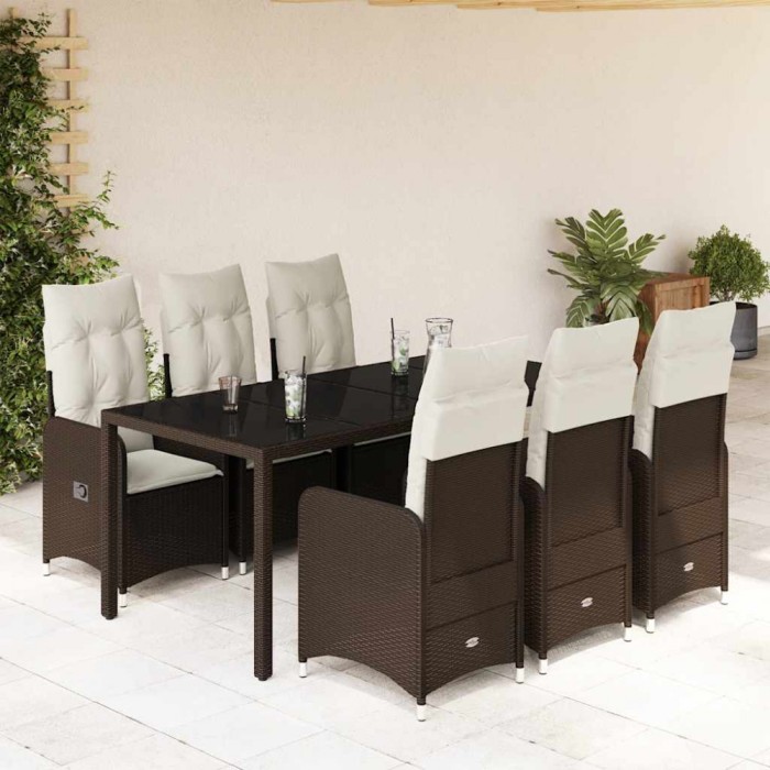 Gossi set bistro de gradina cu perne, 7 piese, maro, poliratan