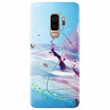 Husa silicon pentru Samsung S9 Plus, Artistic Paint Splash Purple Butterflies