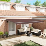 vidaXL Copertină retractabilă manual cu LED-uri, maro, 500x300 cm