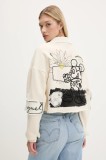 Desigual jachetă de bumbac DISNEY MICKEY culoarea bej, de tranziție, 25WWSK16