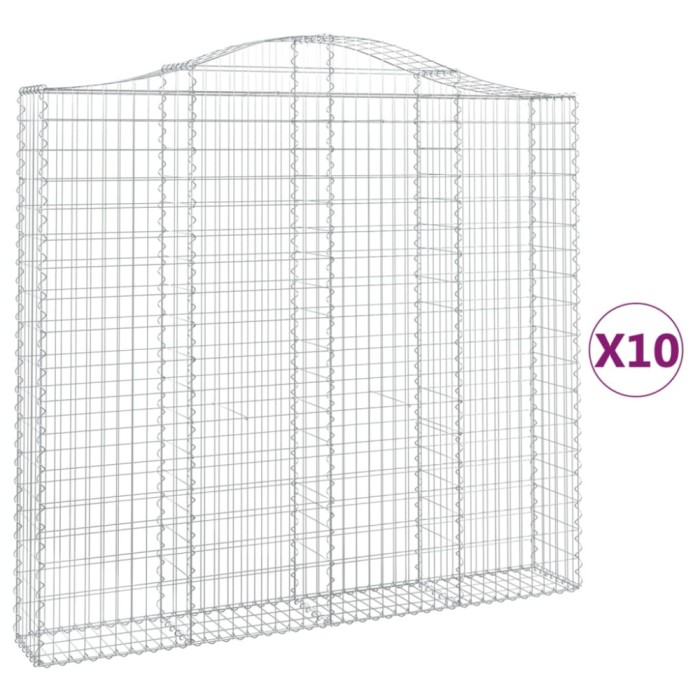 Cosuri gabion arcuite 10 buc, 200x30x180/200cm, fier galvanizat