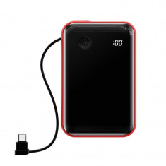 Baterie externa portabila cu cablu USB Type-C Baseus Mini S Digital Display 10000 mAh Red foto