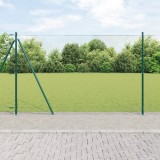 VidaXL Gard Hexagonal Verde 1,4x10 m Oțel, St&acirc;lpi de Gard vidaXL cu Plăci de Bază 7 pcs &Oslash;32mm 78,5cm Oțel Galvanizat