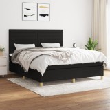 Cumpara ieftin Pat box spring cu saltea, negru, 160x200 cm, textil