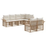 vidaXL Set de canapele de exterior 7 pcs Alb Natural și Crem Poliester 3437728
