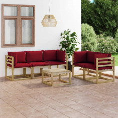 Set mobilier de relaxare pentru gradina perne rosu vin 6 piese GartenMobel Dekor