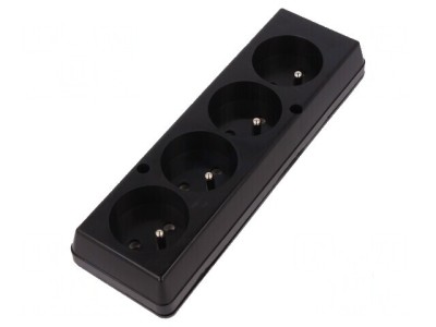 Conector alimentare AC mamă splitter 2P PE 250VAC 16A negru foto