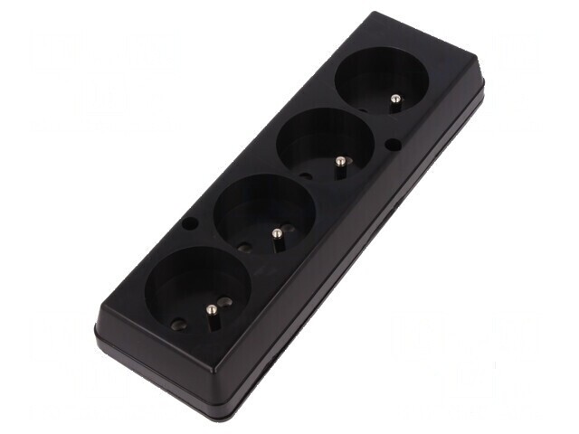 Conector alimentare AC mamă splitter 2P PE 250VAC 16A negru