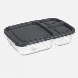 Caserola Plastic 3 Compartimente Gri 1,15L cu Capac, CMCLASS