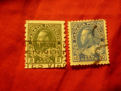 2 Timbre Canada 1922 R.George V , 2C si 10C stampilate foto