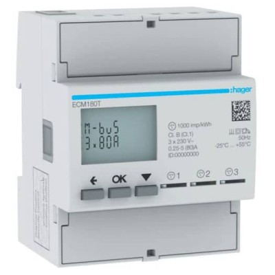 Contor monofazic digital direct 3X80A MBUS 4M Hager ECM180T foto