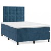 VidaXL Pat box spring cu saltea, albastru &icirc;nchis, 120x190 cm, catifea 3270023
