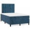vidaXL Pat box spring cu saltea, albastru &icirc;nchis, 120x190 cm, catifea 3270023
