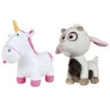 Set 2 jucarii din plus Sparkle Fluffy Unicorn 24 cm &amp; Unigoat 27 cm, Minions